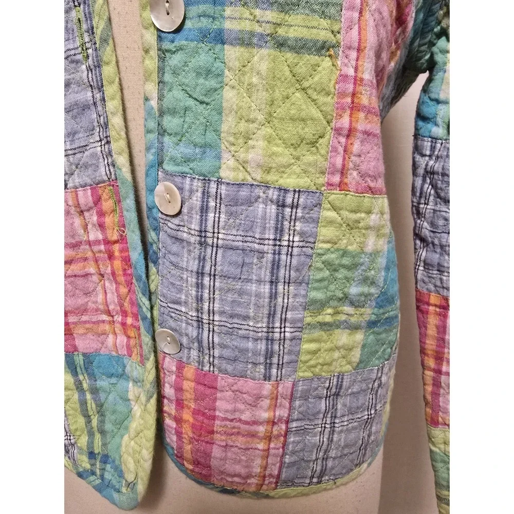 Womens Quilted Patchwork Jacket 90s Vintage Size Large‎ Multicolor